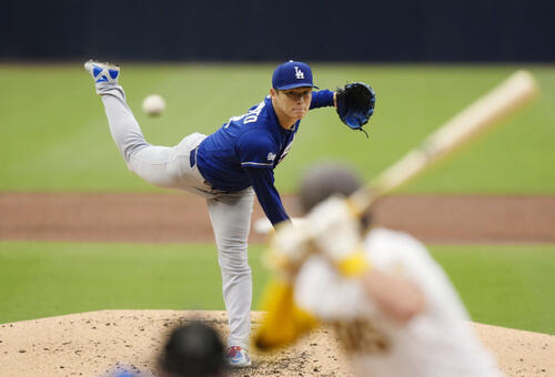パドレス戦に先発したドジャース山本由伸(共同)