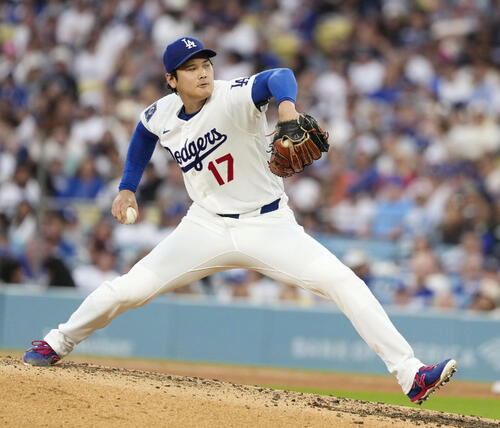 パドレス戦に先発登板したドジャース・大谷=ロサンゼルス(共同)