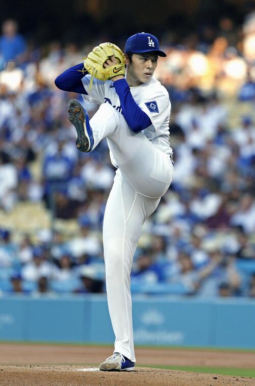 ロッキーズ戦に先発したドジャース・佐々木=ロサンゼルス(共同)