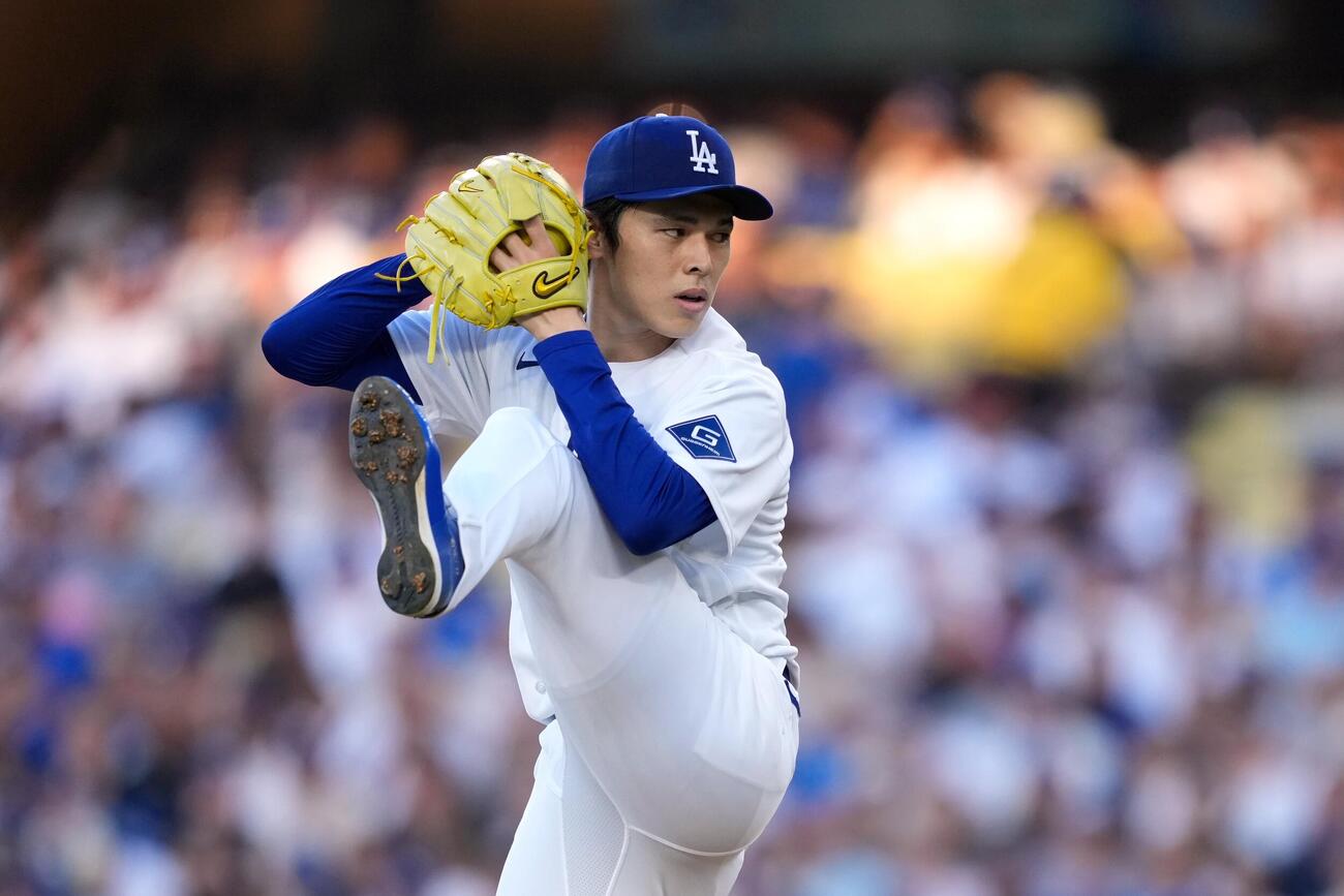 ロッキーズ戦に先発するドジャース佐々木朗希（AP）