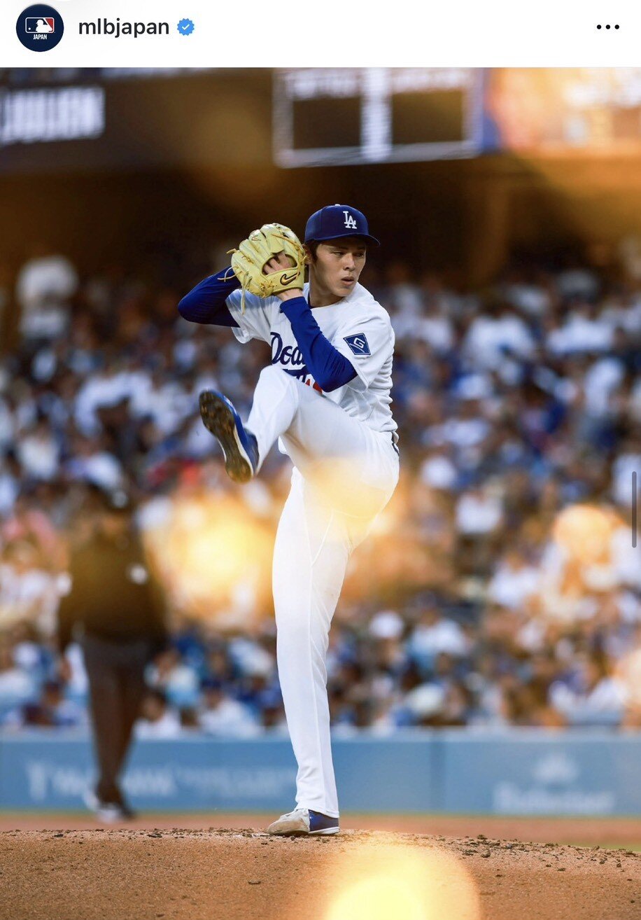 MLB日本公式インスタグラムアカウントが掲載した佐々木朗希の投稿の写真