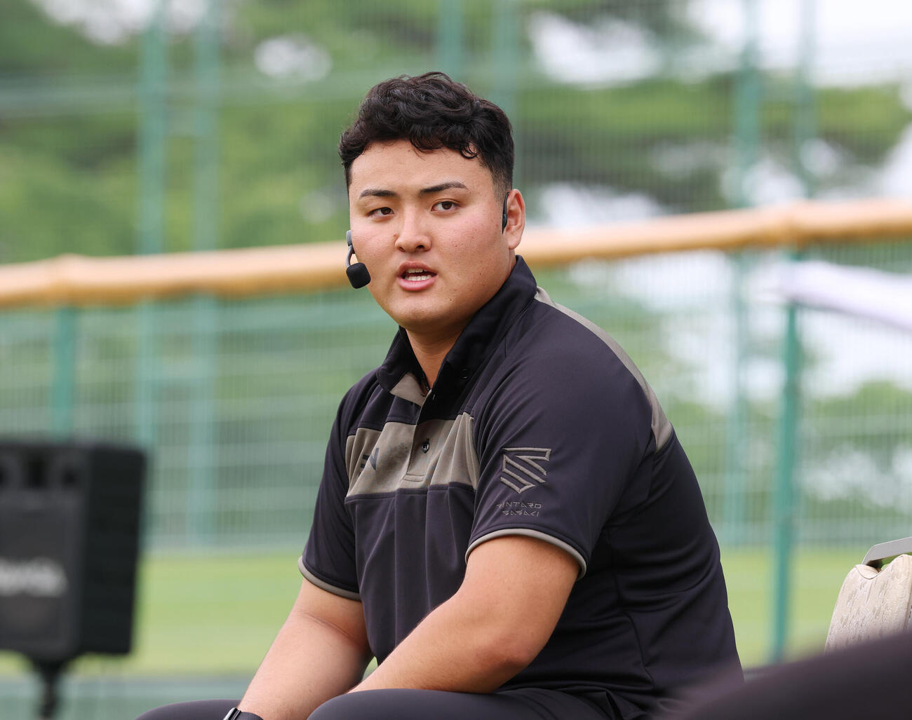 故郷交流イベントで話をする佐々木麟太郎（2026年7月5日）
