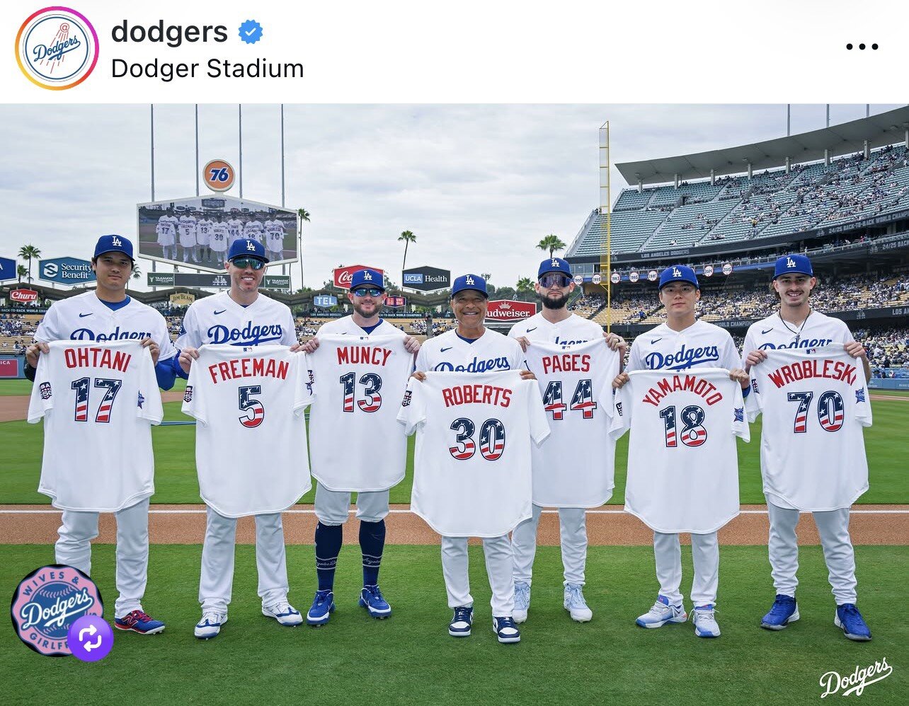 ドジャース公式アカウントが投稿したオールスター戦選出メンバーの写真