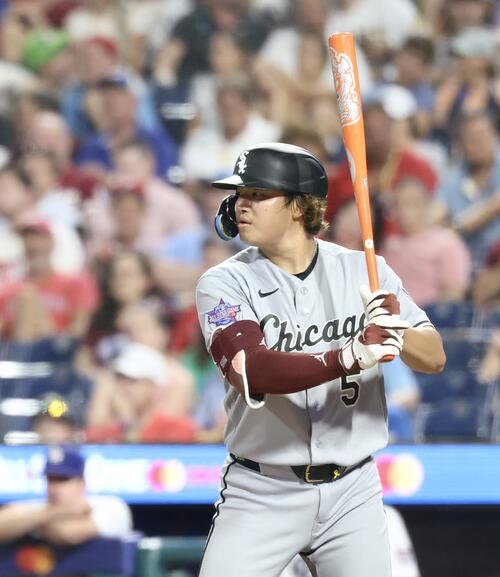 MLBオールスターゲーム ナ・リーグ対ア・リーグ 9回表ア・リーグ無死、打席に入る村上宗隆(撮影・河田真司)