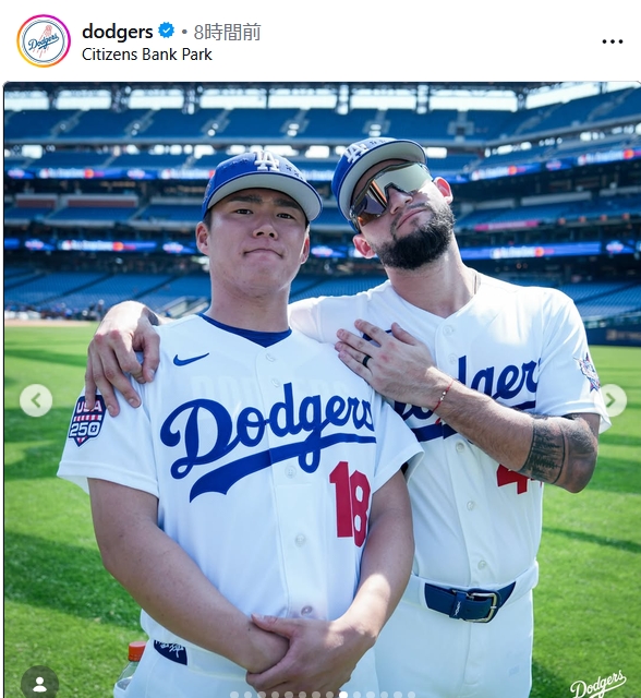 ドジャースのインスタグラムから