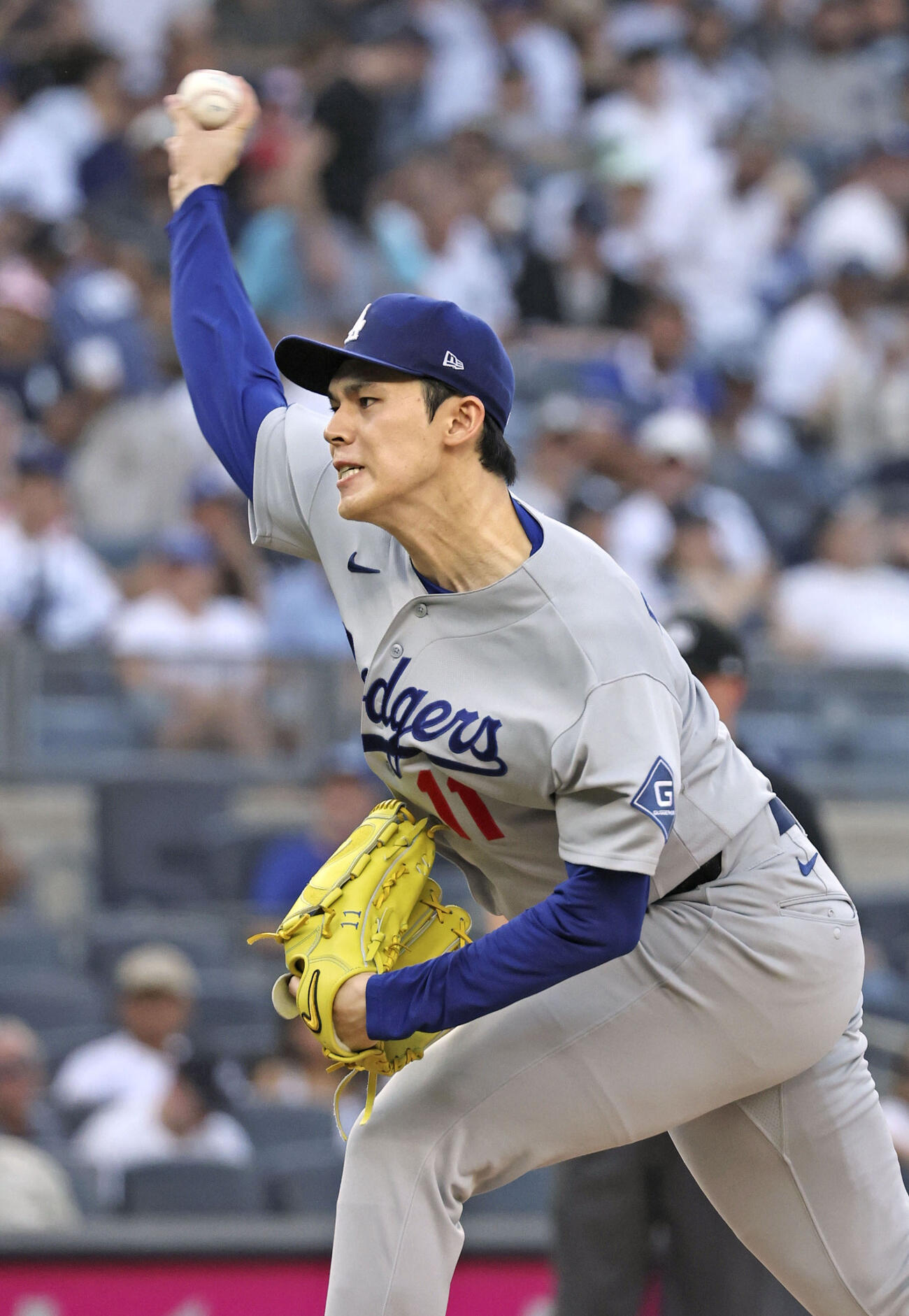 ヤンキース戦に先発したドジャース佐々木（共同）