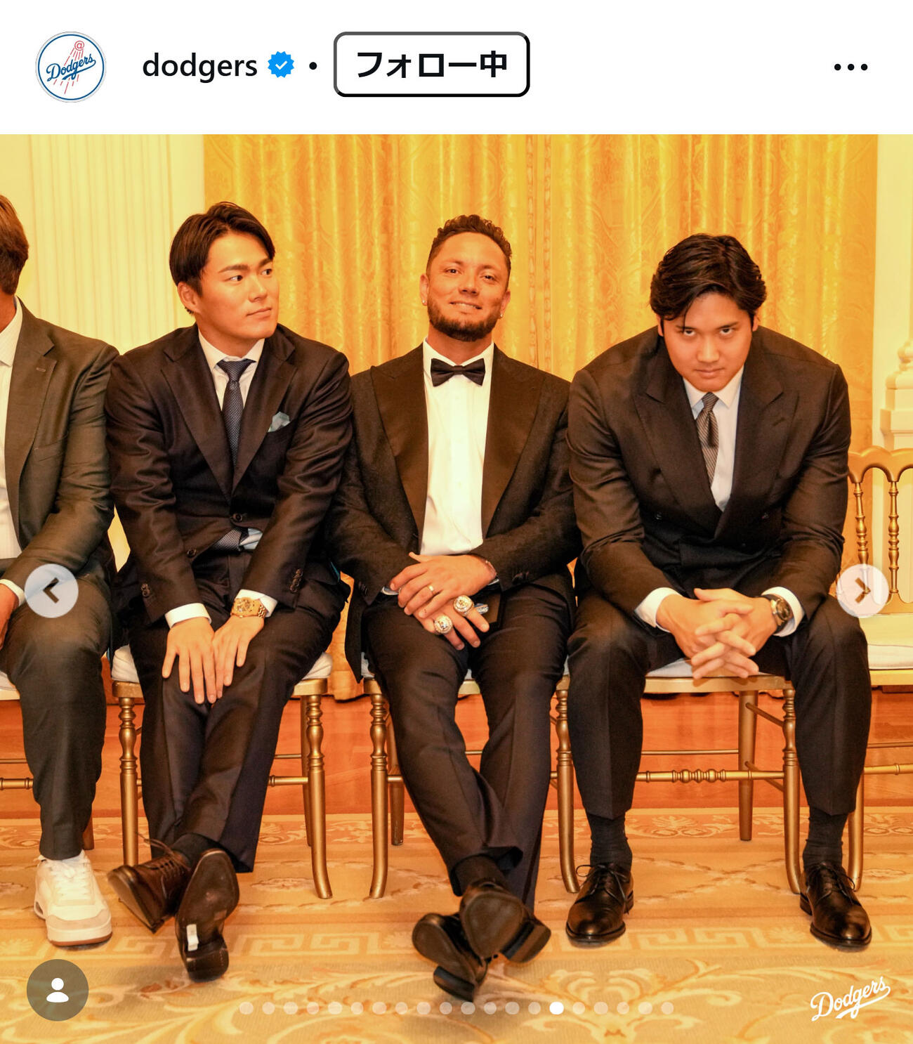 ドジャースのインスタグラムから