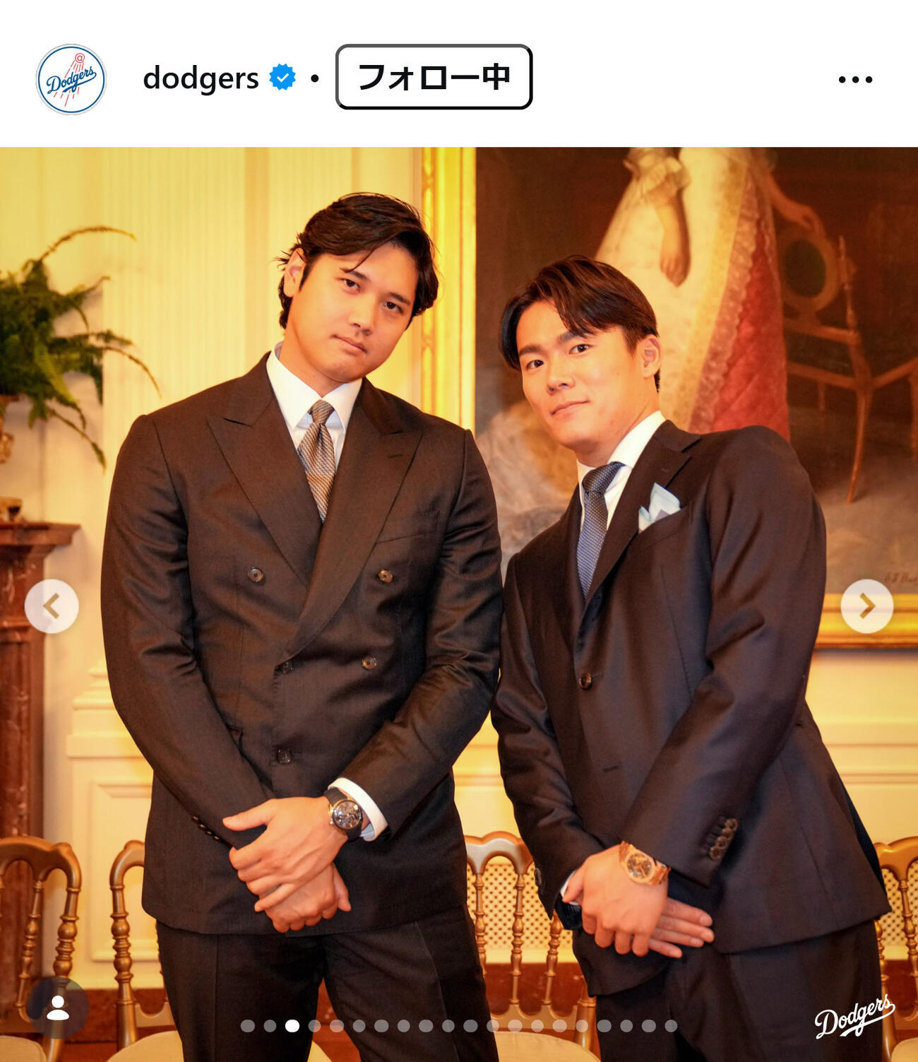 ドジャースのインスタグラムから