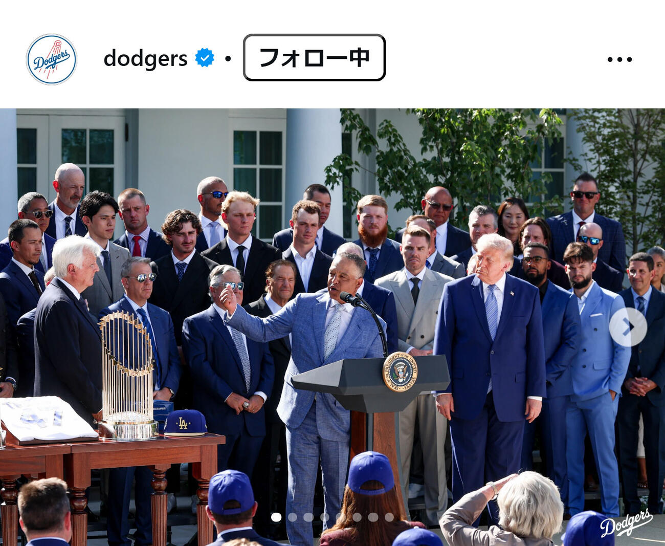 ドジャースのインスタグラムから