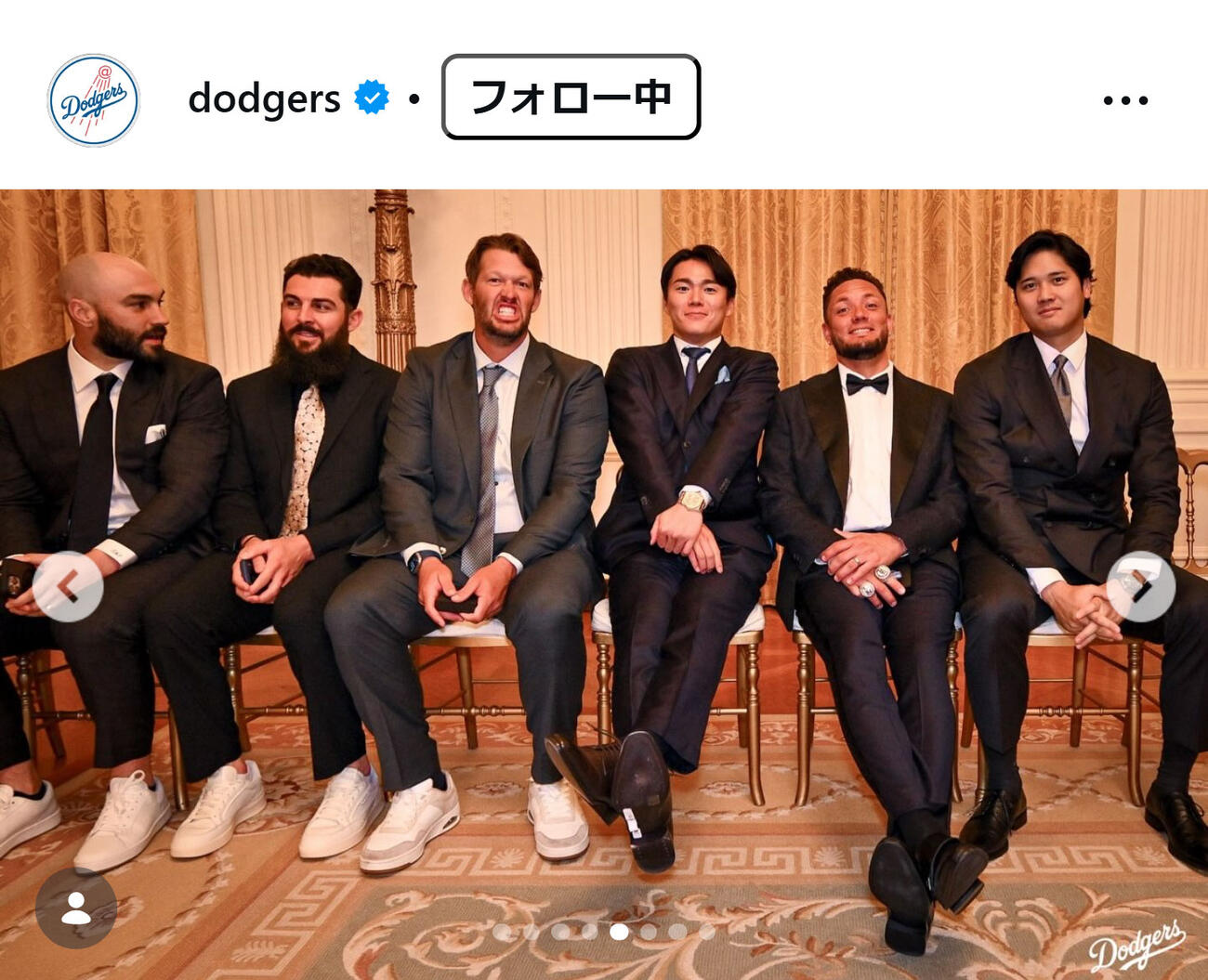 ドジャースのインスタグラムから