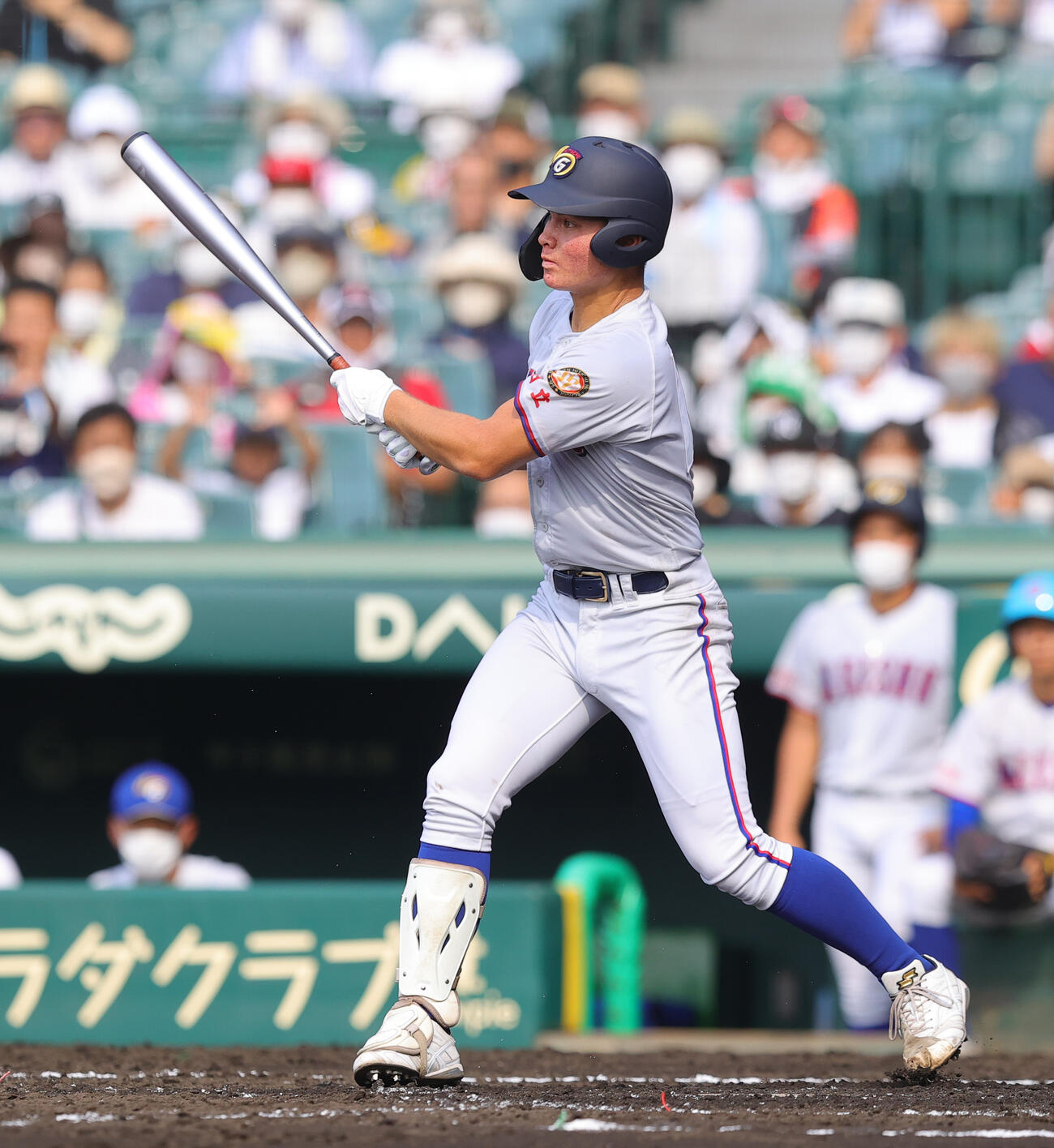 第104回全国高校野球選手権大会・第10日　3回戦　仙台育英対明秀学園日立　3回表明秀学園日立2死二塁、石川ケニーは右前適時打を放つ（2022年8月撮影）