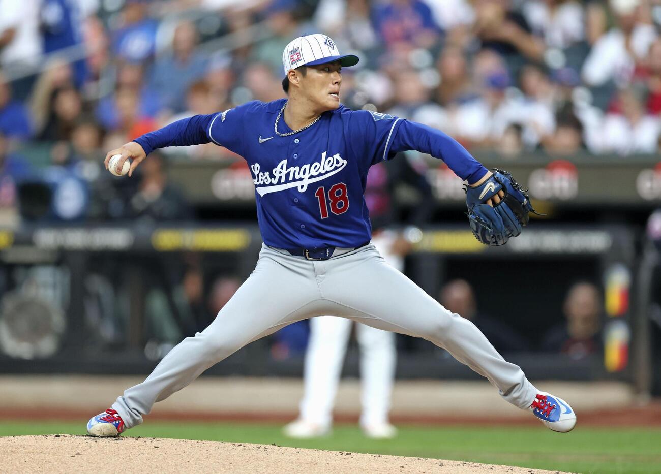メッツ戦に先発したドジャース・山本＝ニューヨーク（共同）