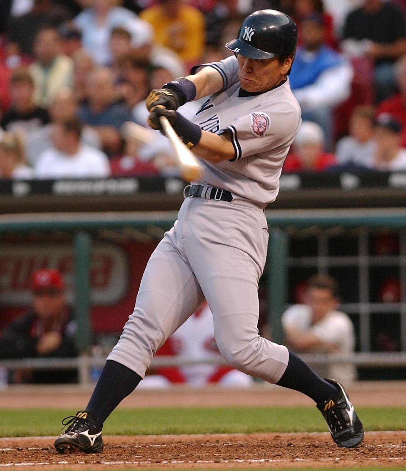 本塁打を放ったヤンキース松井秀喜（03年6月6日撮影）