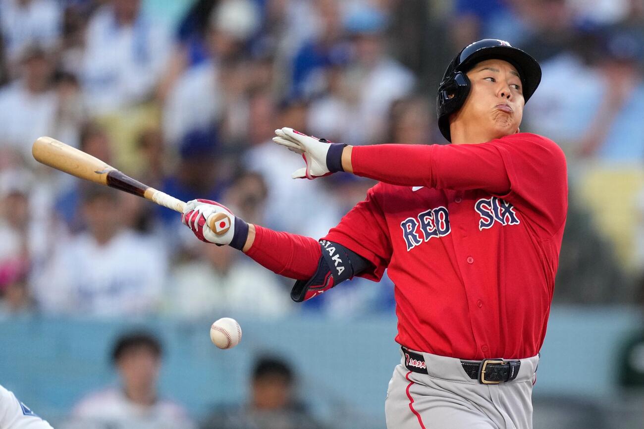 ドジャース戦に先発出場したレッドソックス吉田(AP)