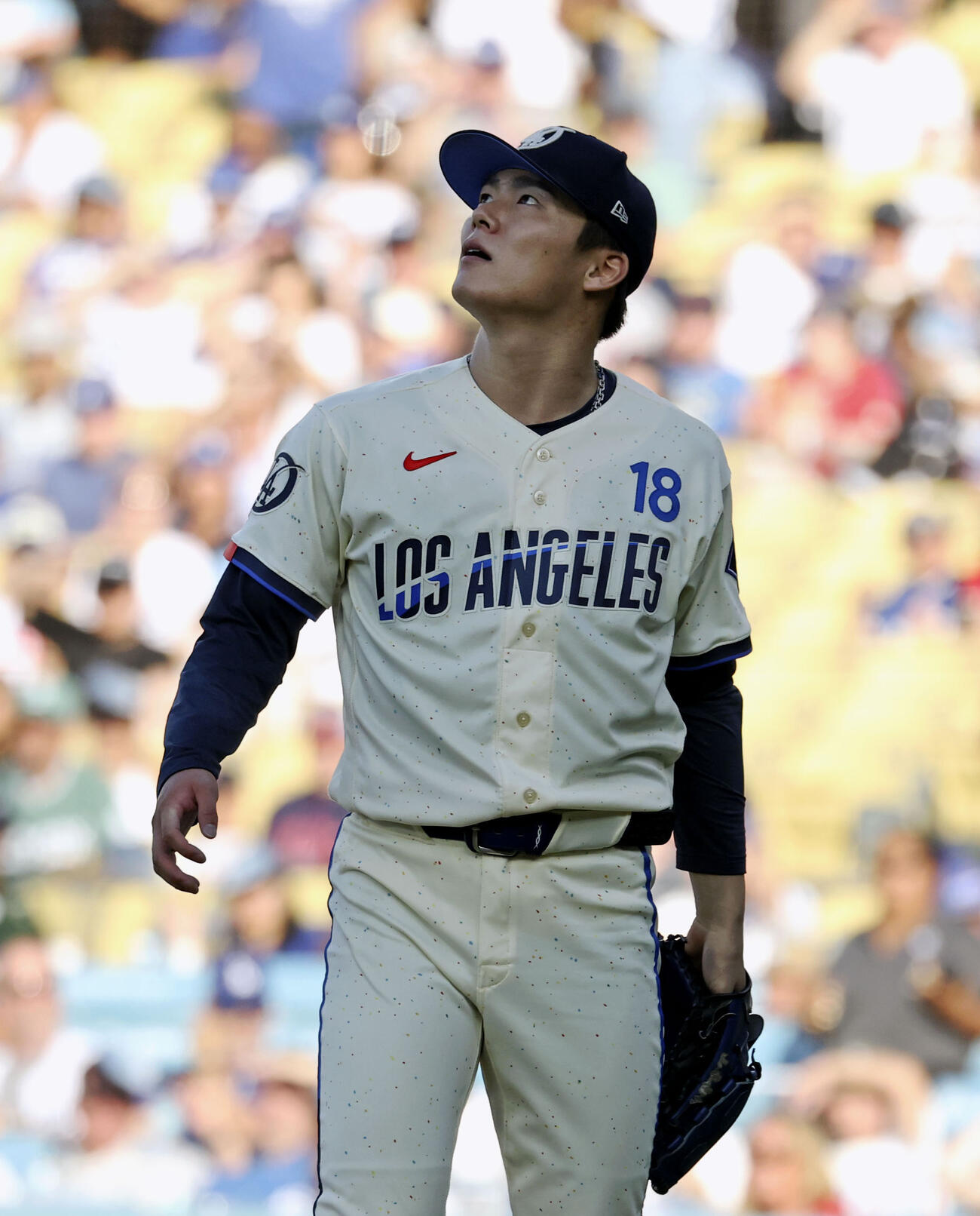 レッドソックス戦の1回、本塁打を浴びたドジャース山本（共同）