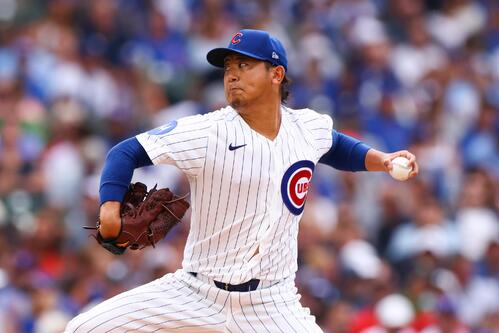 ドジャース戦に先発したカブス今永(AP)