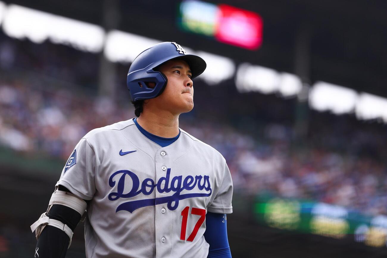 7回、三振に倒れたドジャース大谷(AP)