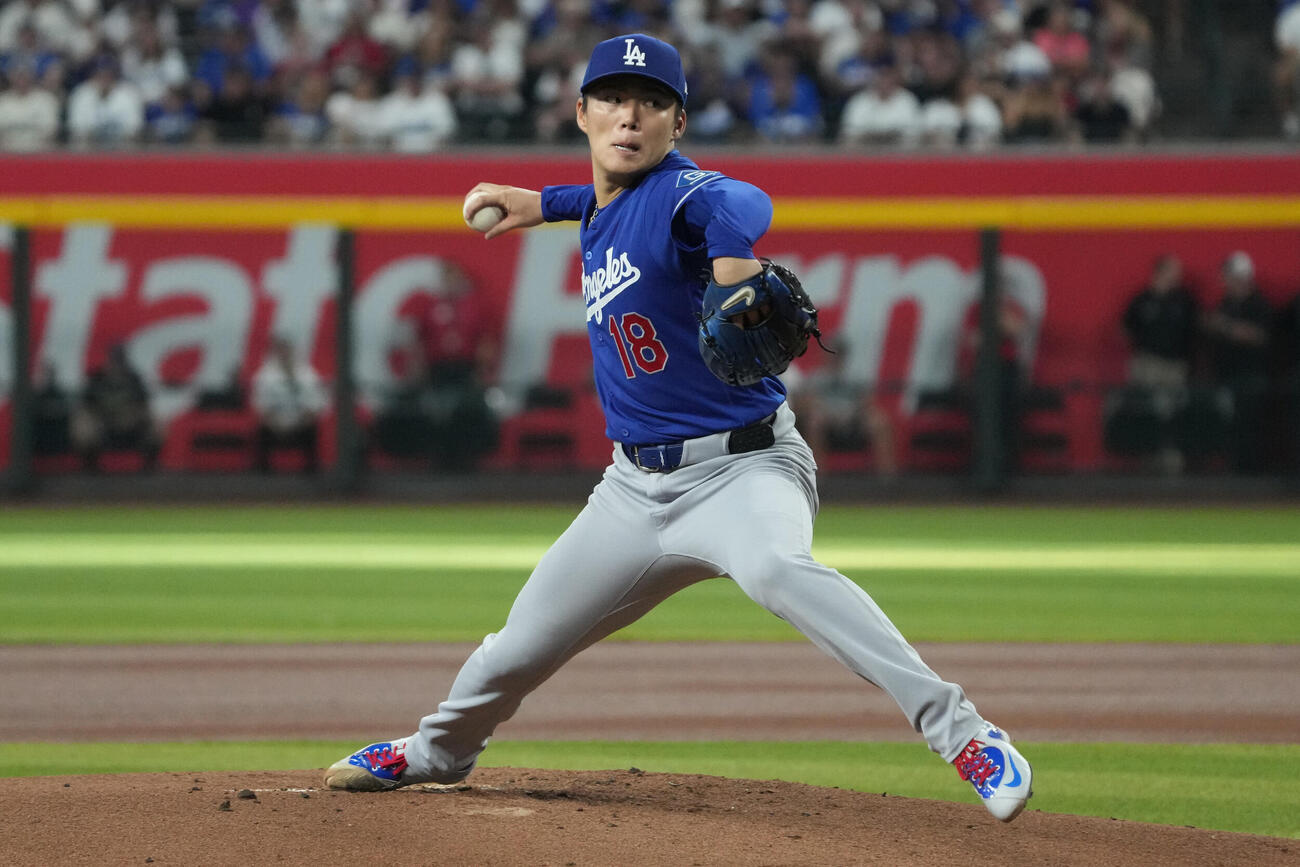 ダイヤモンドバックス戦に先発したドジャース山本由伸（AP）