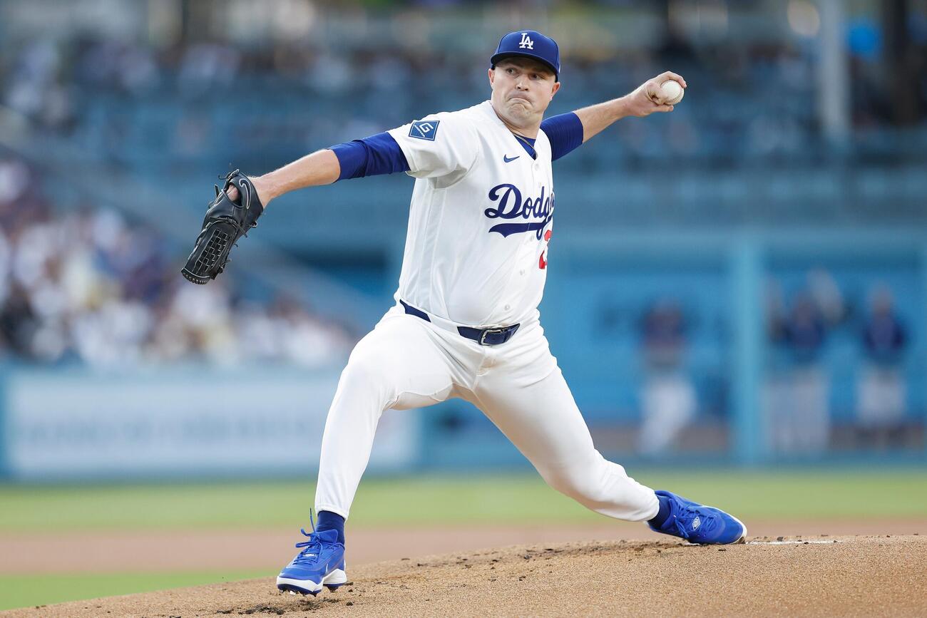 ロイヤルズ戦で力投するドジャース・スクバル（AP）