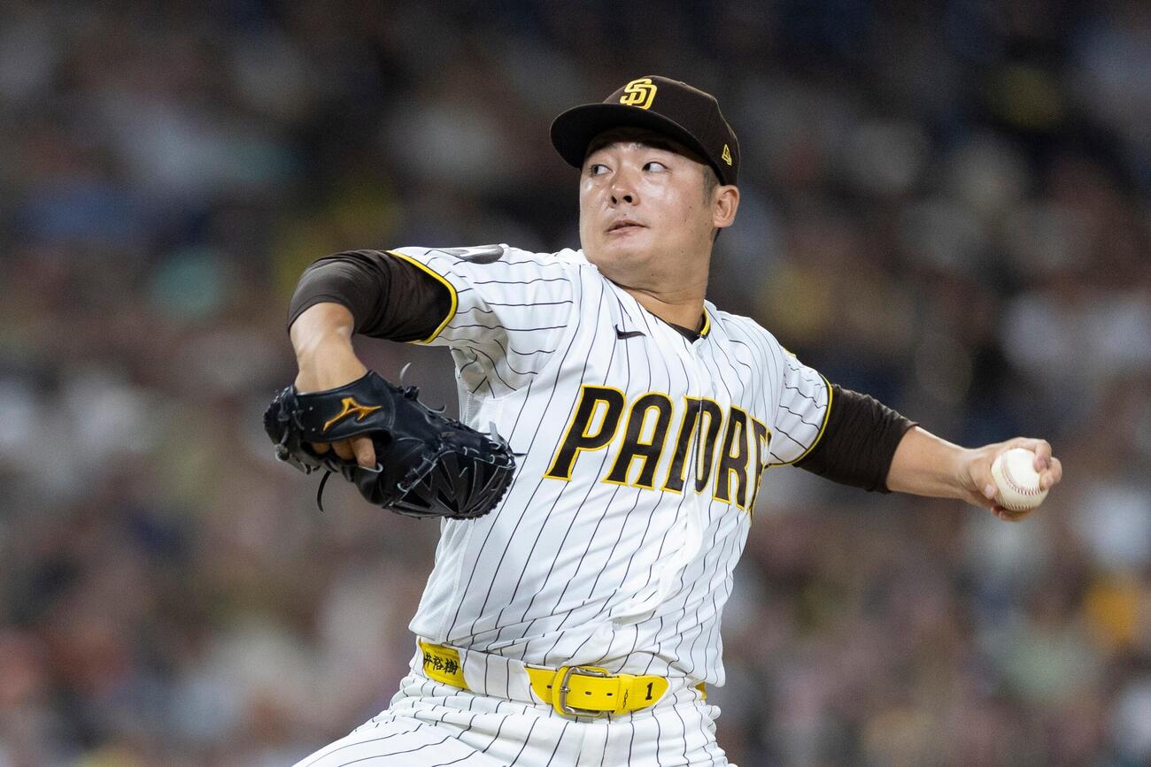 パドレス対ブルワーズ　3勝目を挙げたパドレス松井裕樹（AP）