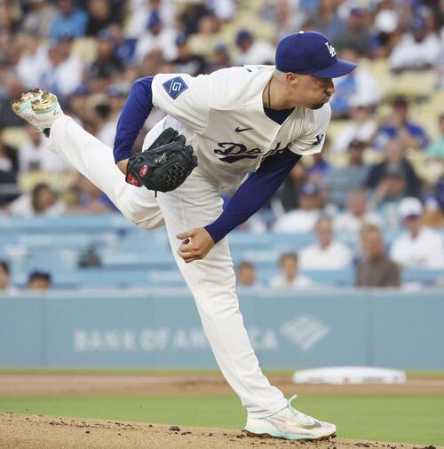ロイヤルズ戦に先発したドジャースのスネル=ロサンゼルス(共同)