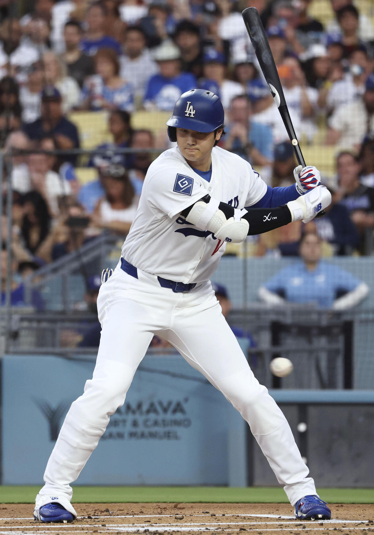 ロイヤルズ戦の1回、見逃し三振に倒れたドジャース大谷（共同）