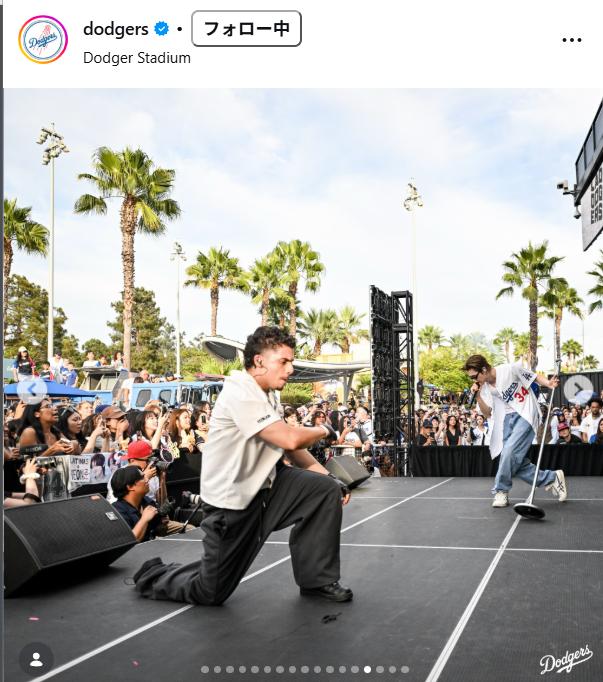 ドジャースの公式インスタグラムから