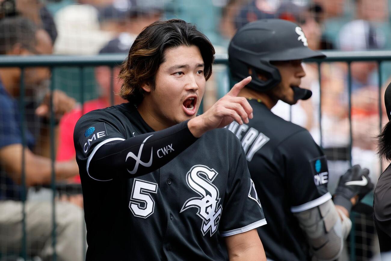 プレーを指差して叫ぶホワイトソックス村上（AP）