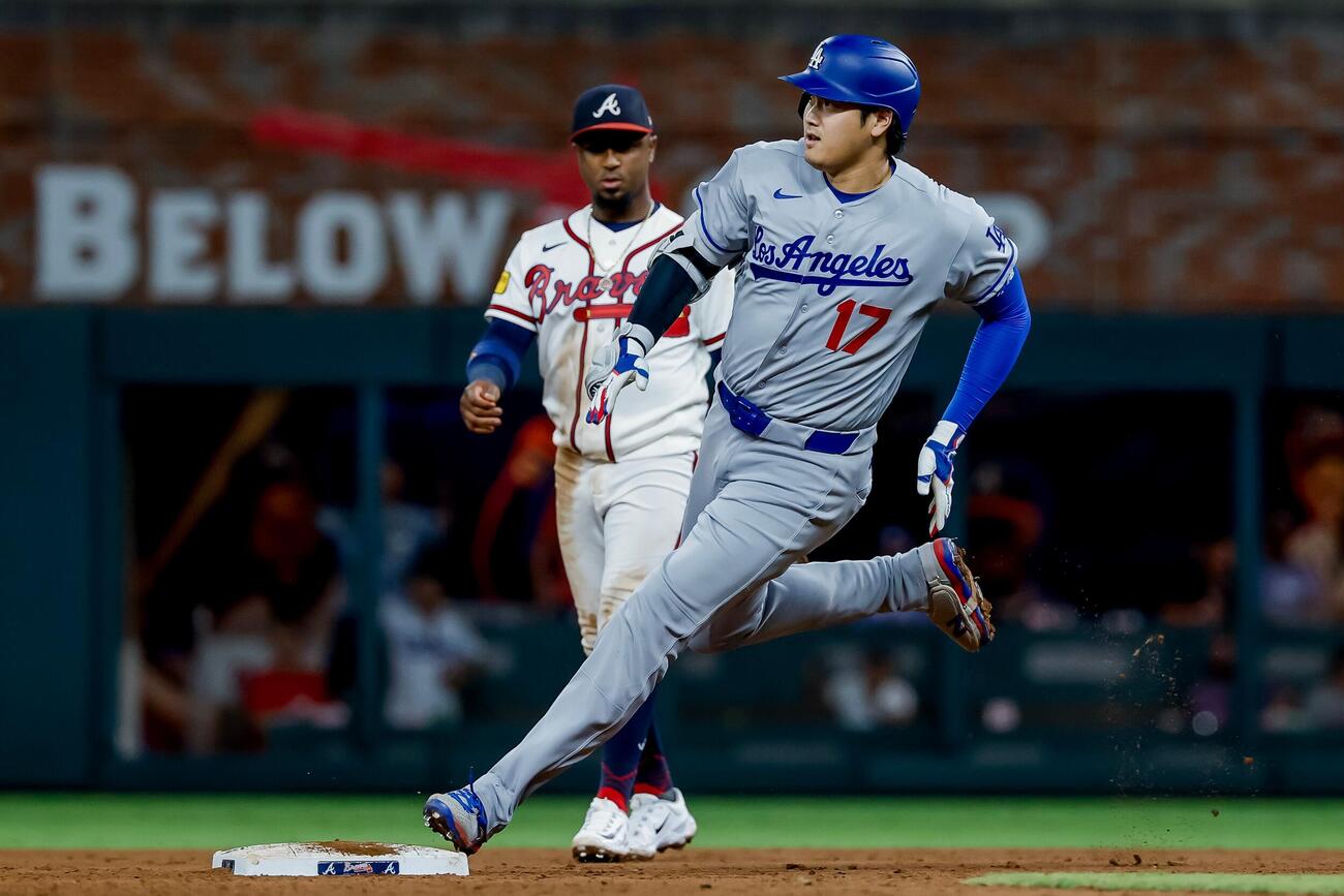 9回に三塁打を放ったドジャース大谷翔平（AP）
