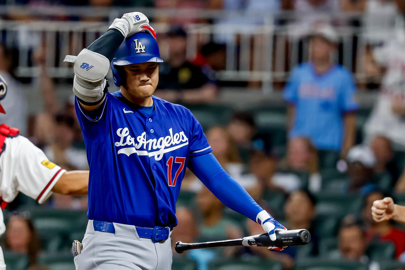 5回、三振に倒れたドジャース大谷（AP）