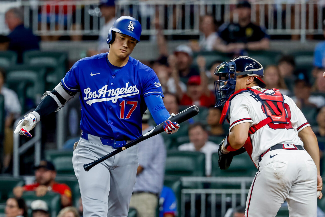 5回、三振に倒れたドジャース大谷（AP）