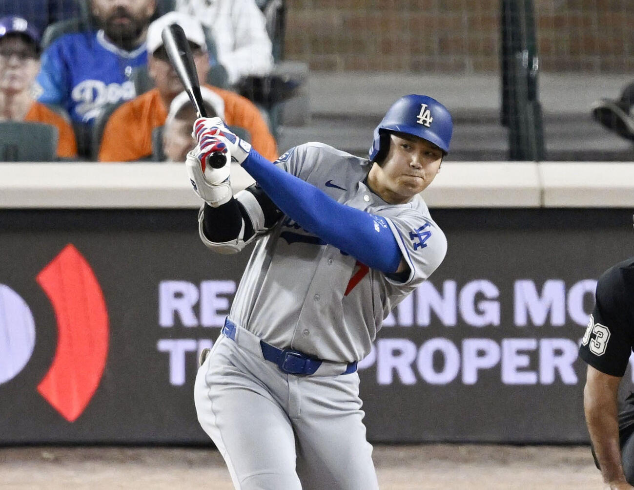タイガース戦の8回、二ゴロに倒れるドジャース・大谷＝デトロイト（共同）