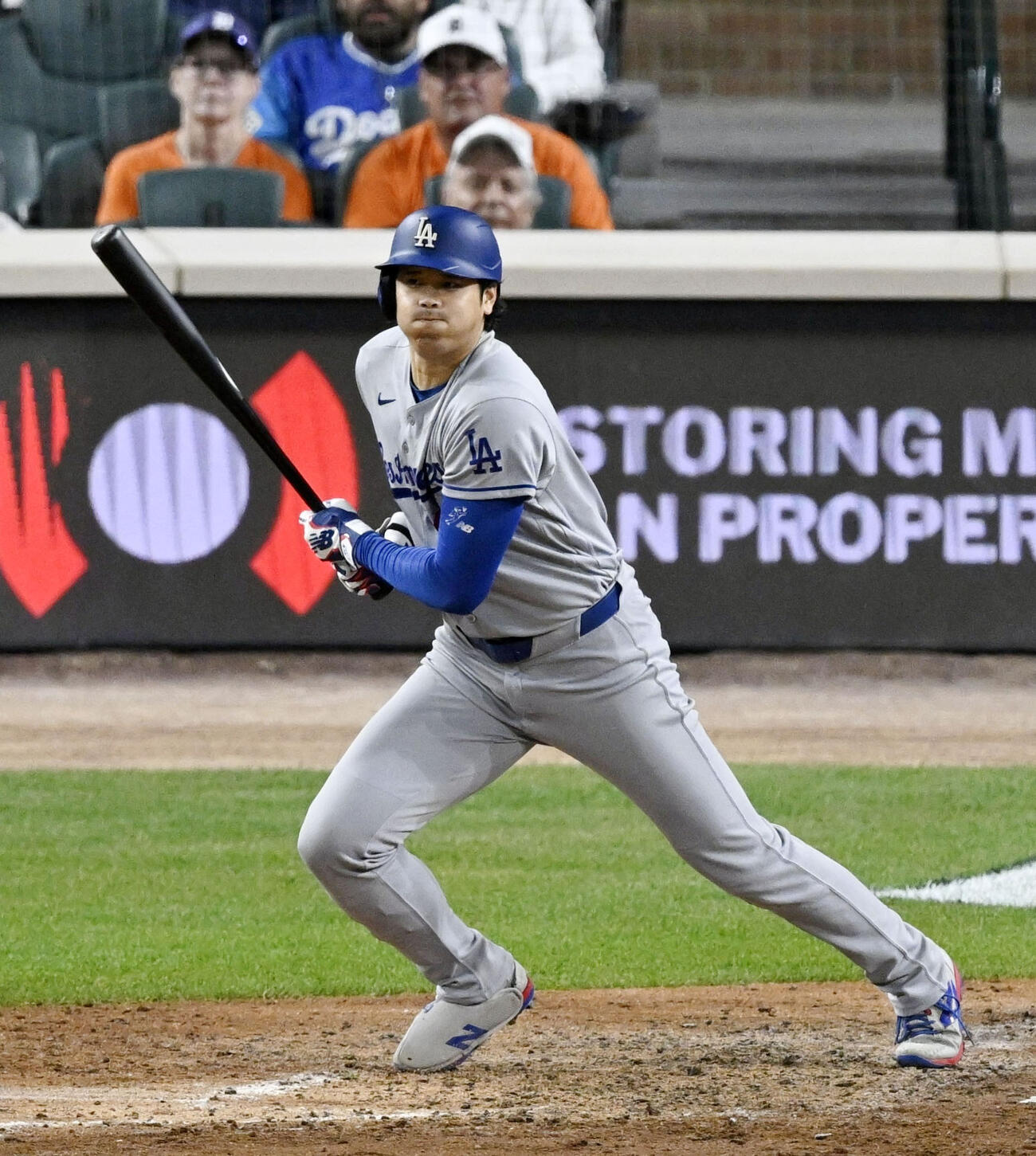 タイガース戦の8回、二ゴロに倒れるドジャース・大谷＝デトロイト（共同）