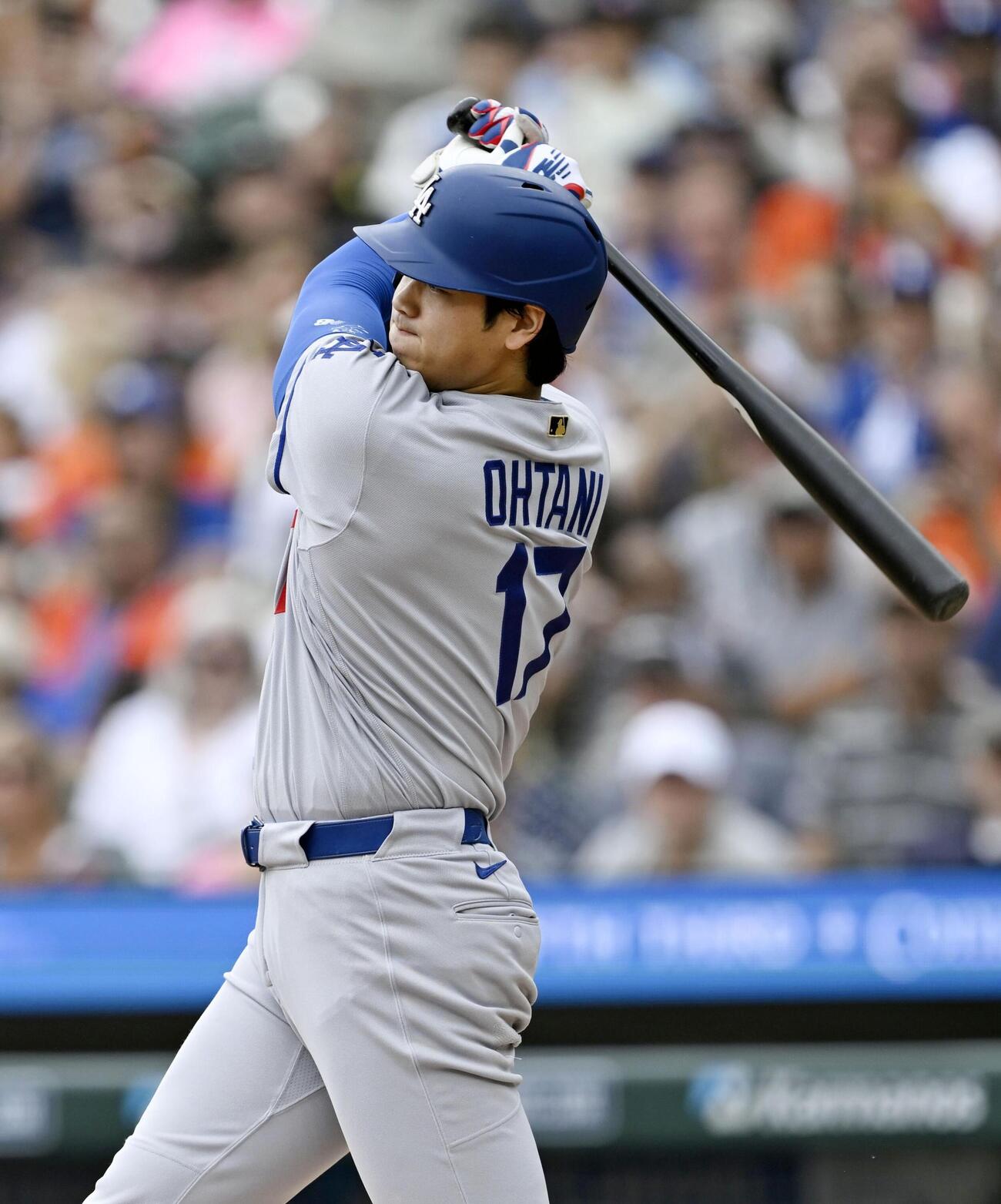 タイガース戦の1回、二ゴロに倒れるドジャース・大谷＝デトロイト（共同）