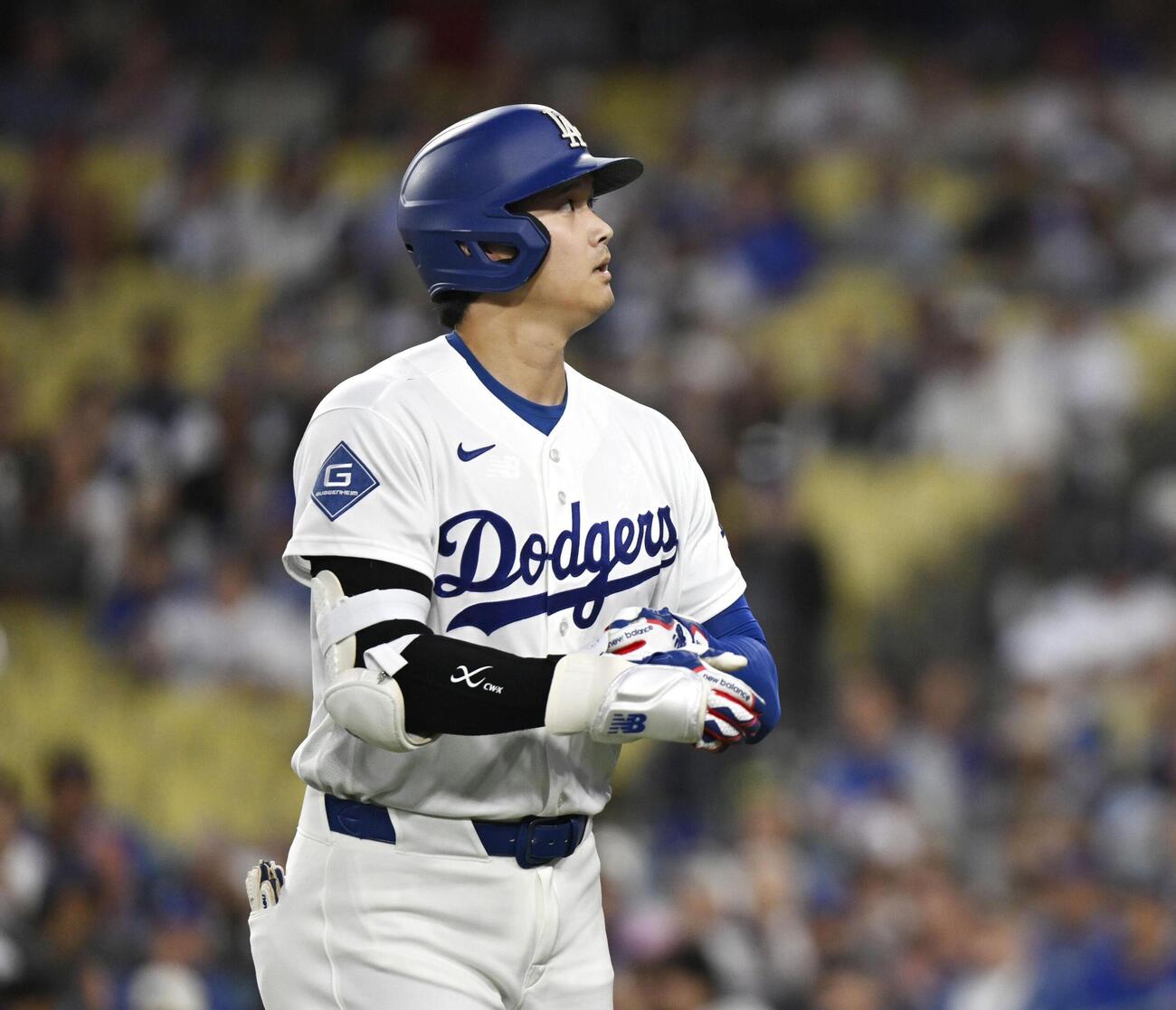 カージナルス戦の1回、一ゴロに倒れたドジャース・大谷＝ロサンゼルス（共同）