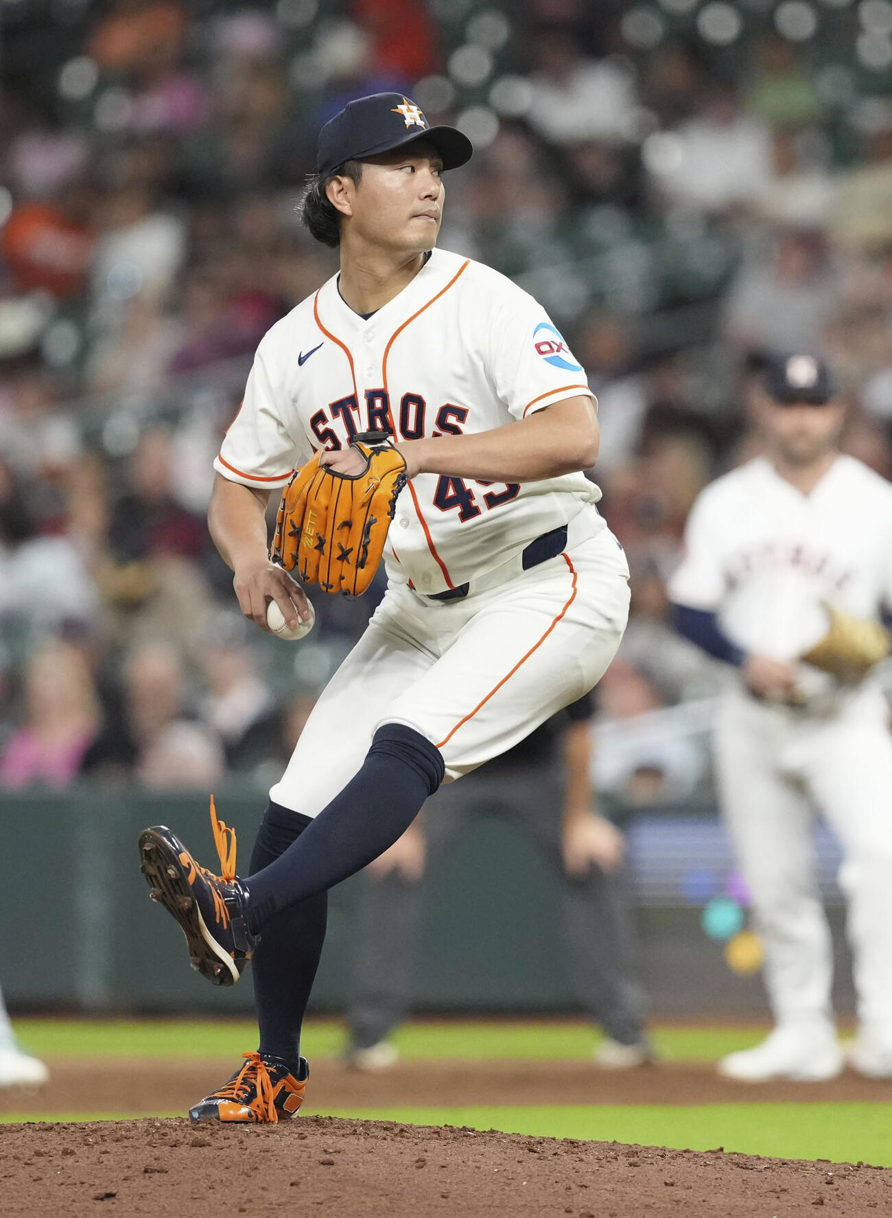 ホワイトソックス戦の7回、3番手で登板したアストロズ・今井＝ヒューストン（共同）