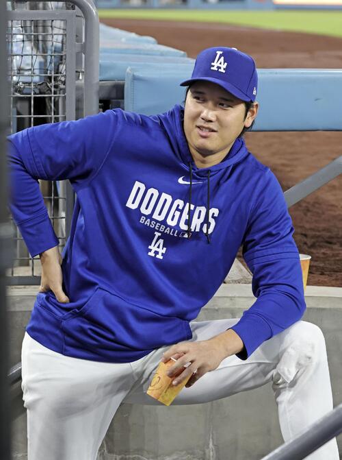 カージナルス戦で先発を外れたドジャース・大谷=ロサンゼルス(共同)