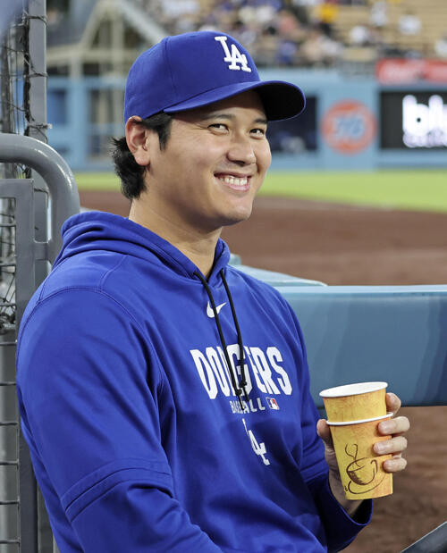 カージナルス戦で先発を外れたドジャース大谷=ロサンゼルス(共同)