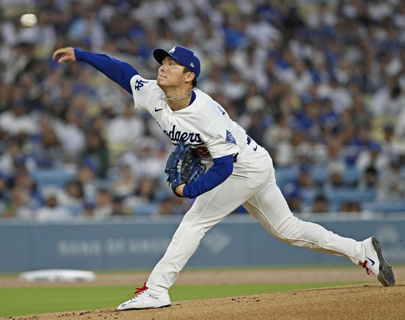 カージナルス戦に先発したドジャース・山本＝ロサンゼルス（共同）
