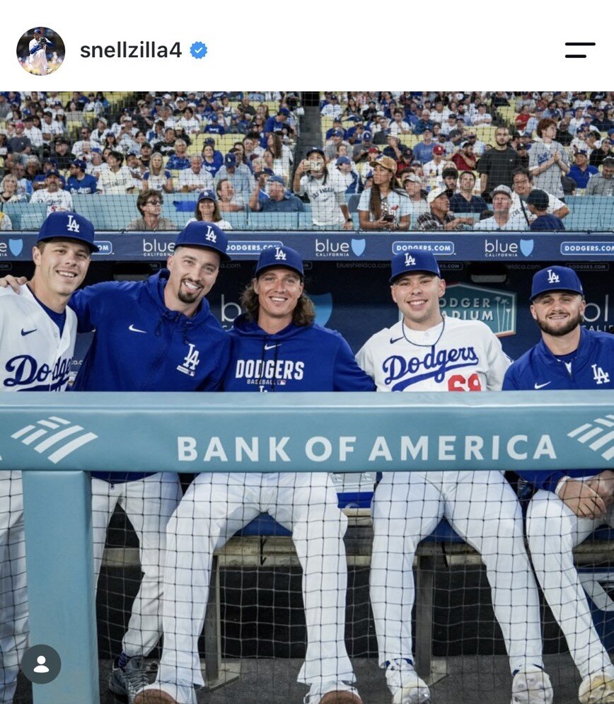 ドジャースのブレーク・スネル投手のインスタグラムから