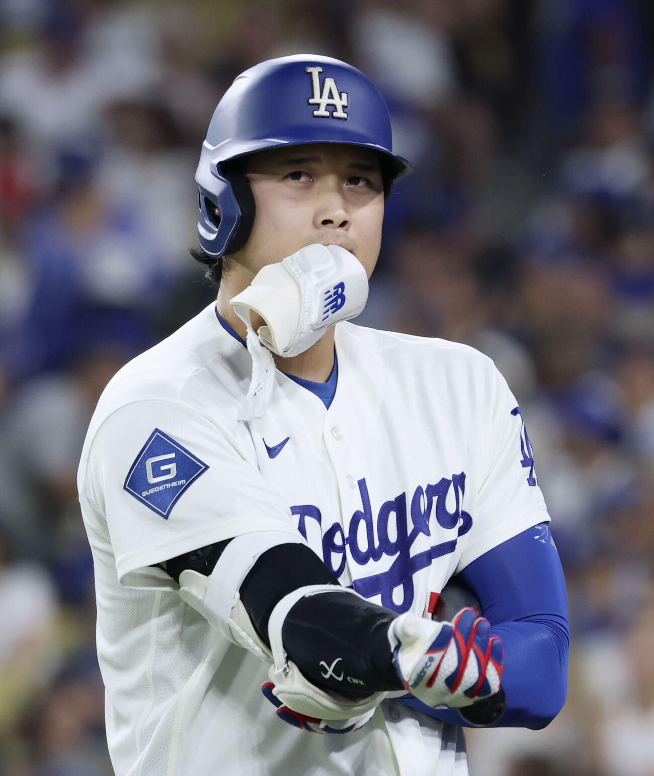 レッズ戦の5回、空振り三振に倒れたドジャース・大谷＝ロサンゼルス（共同）