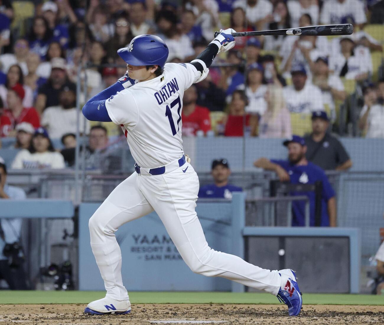 レッズ戦の5回、空振り三振に倒れたドジャース・大谷＝ロサンゼルス（共同）