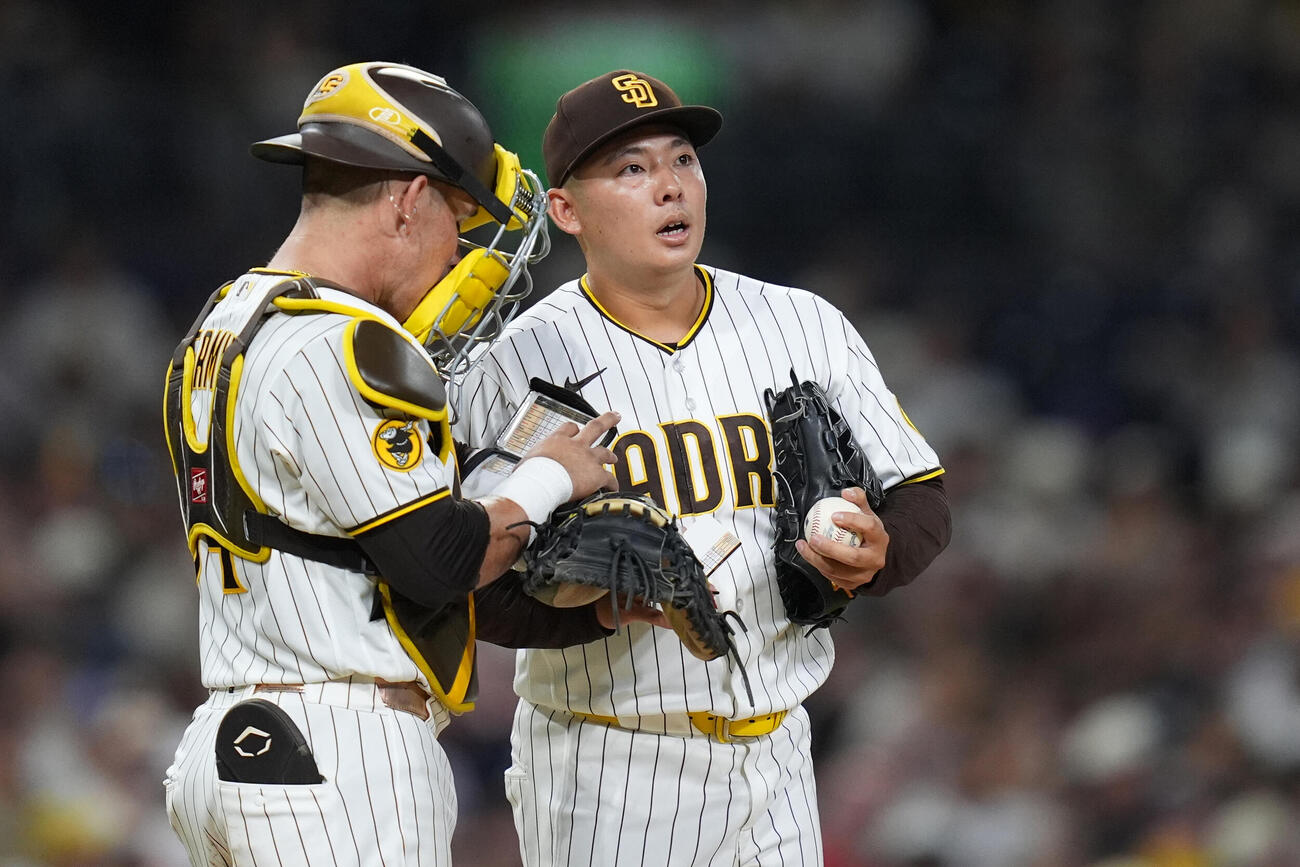 ナショナルズ戦の3番手で登板したパドレス松井裕樹（AP）