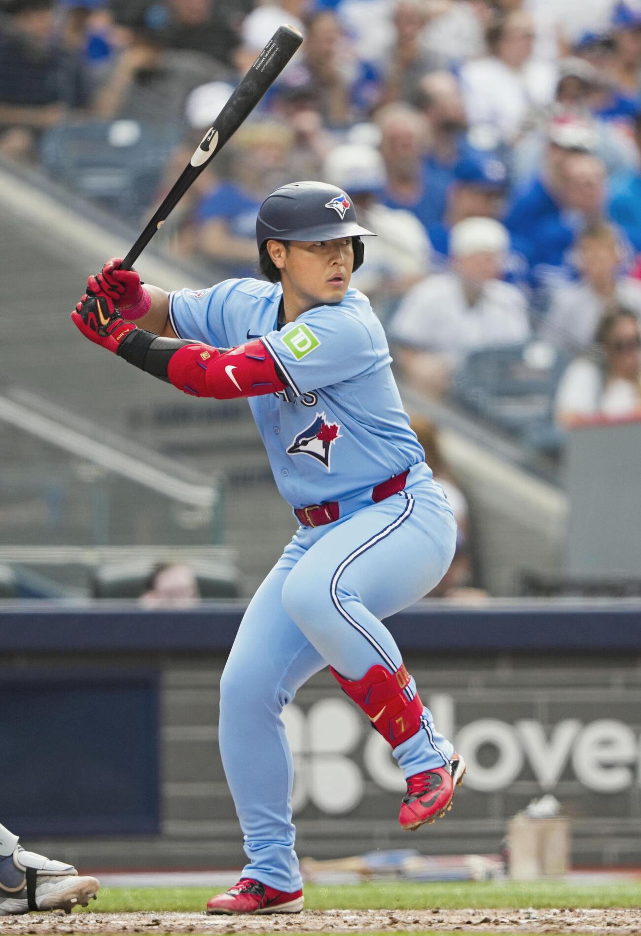 タイガース戦に出場したブルージェイズ・岡本。3打数無安打だった＝トロント（ゲッティ＝共同）