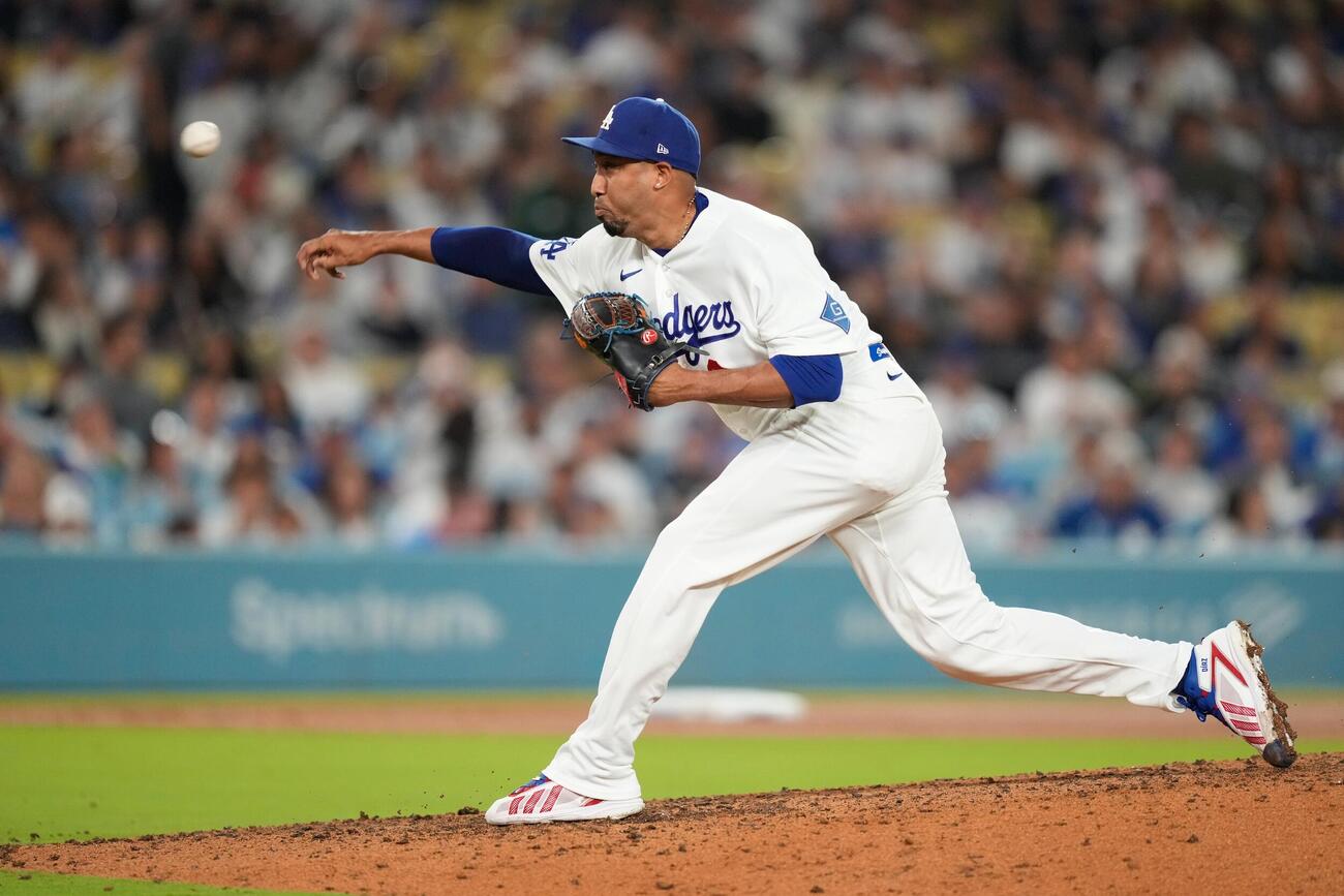 9回に登板したドジャースのディアス(AP)