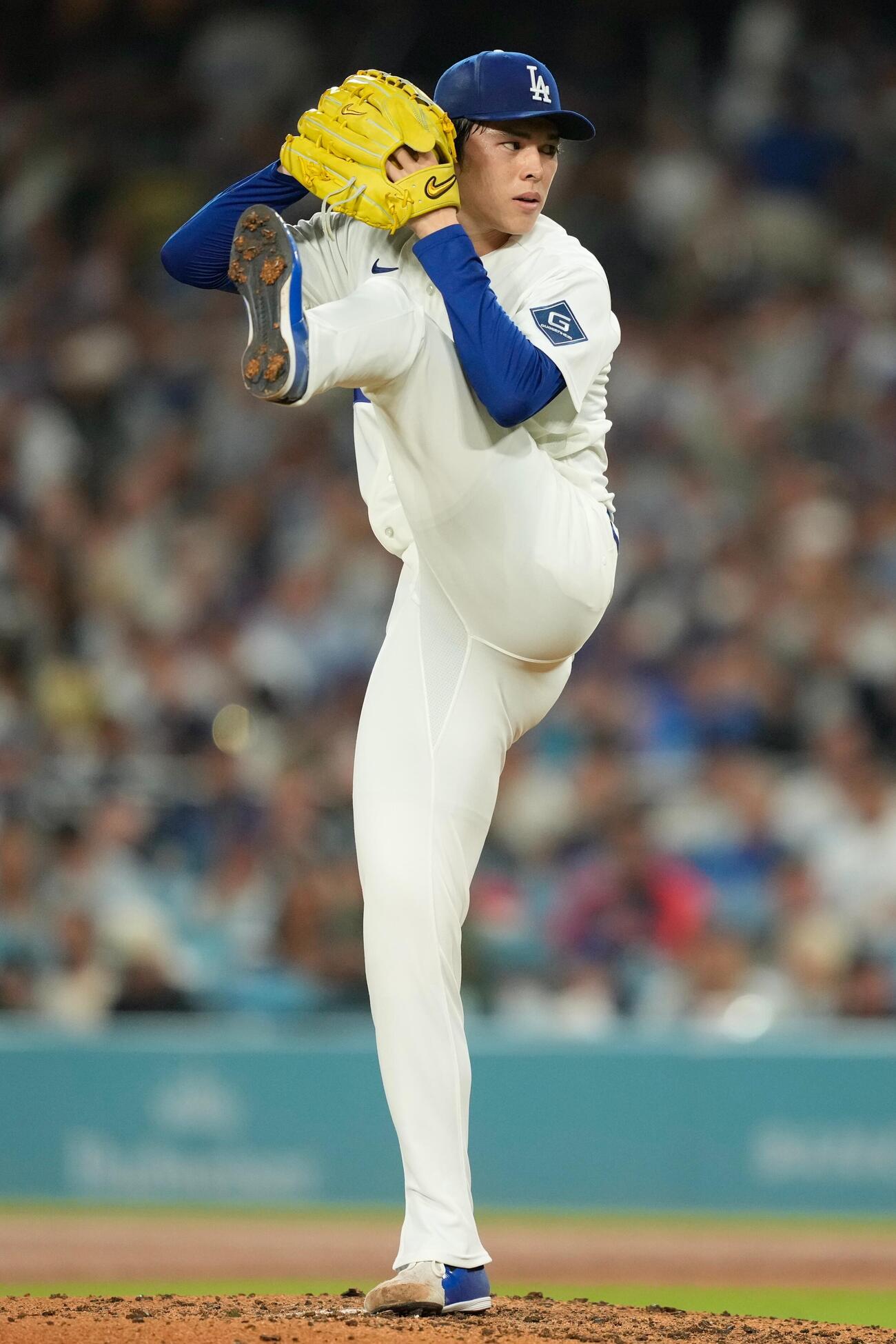 パドレス戦にリリーフ登板したドジャースの佐々木朗希（AP）