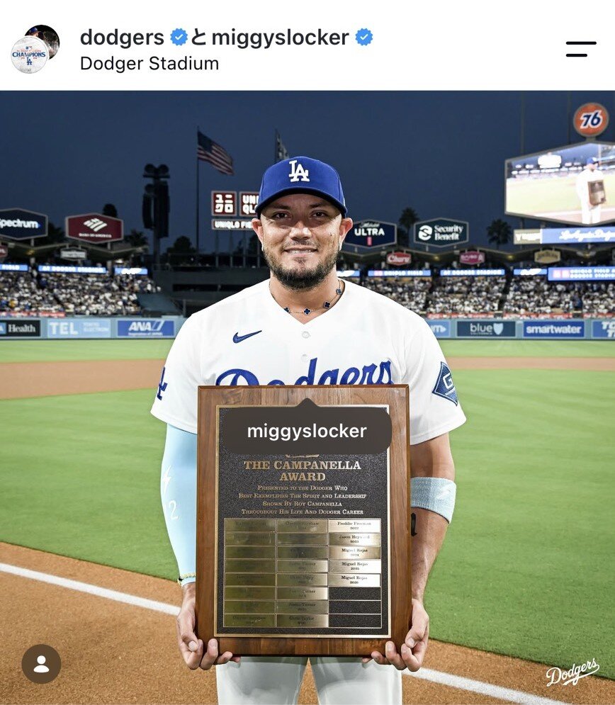 ドジャースの公式インスタグラムから