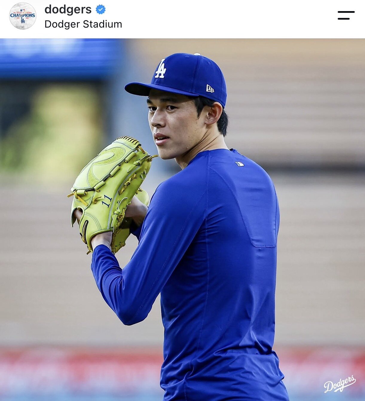 ドジャース公式インスタグラムが公開した佐々木朗希投手の練習風景