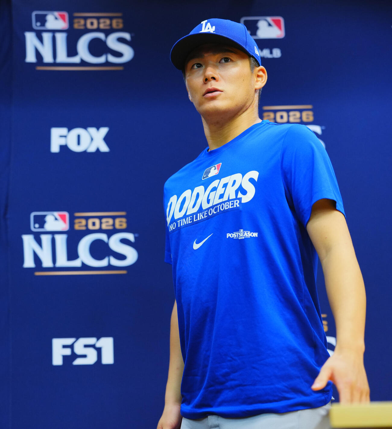 ブルワーズ対ドジャース　会見を行うドジャース山本由伸（撮影・垰建太）