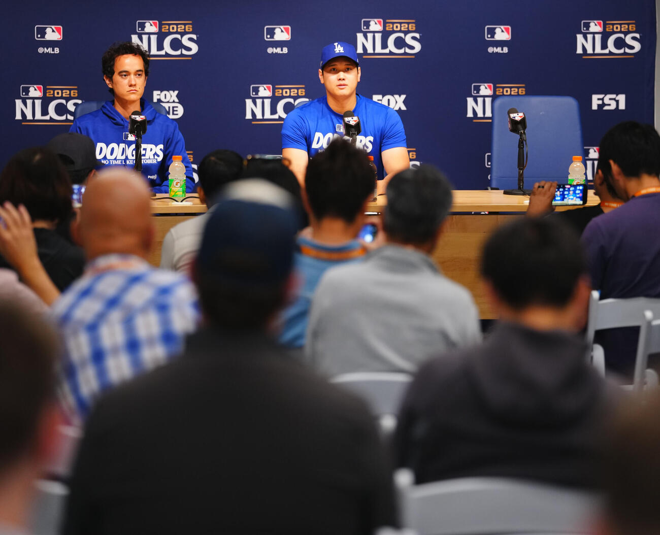前日会見に急遽登壇するドジャース大谷翔平（撮影・垰建太）